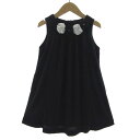 【中古】ベベ bebe ワンピース フォーマル ドレス コサージュ プリーツ ノースリーブ ミディ丈 ネイビー 紺 ホワイト 白 120 キッズ 【ベクトル 古...