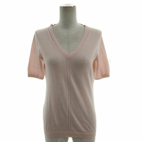 V-Neck - 【中古】バナナリパブリック BANANA REPUBLIC ニット セーター Vネック 半袖 ウール ライトピンク S レディース 【ベクトル 古着】 240625