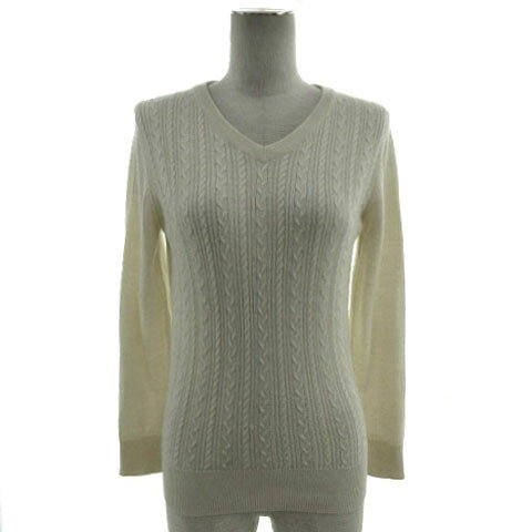 Long-Sleeved Knit - 【中古】スープ SOUP ニット セーター Vネック 長袖 ケーブル編み ウール混 アイボリー 9 レディース 【ベクトル 古着】 240629