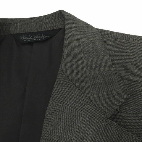 【中古】ブルックスブラザーズ BROOKS BROTHERS スーツ ジャケット テーラードカラー シングル 2B パンツ ツータック 裾ダブル 日本製 ウール グレンチェック グレー ブラック 黒 ブラウン系 茶系 38SHT 32W メンズ 【ベクトル 古着】 240701