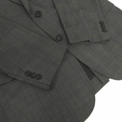 【中古】ブルックスブラザーズ BROOKS BROTHERS スーツ ジャケット テーラードカラー シングル 2B パンツ ツータック 裾ダブル 日本製 ウール グレンチェック グレー ブラック 黒 ブラウン系 茶系 38SHT 32W メンズ 【ベクトル 古着】 240701