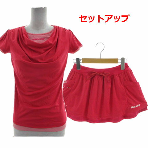 【中古】バボラ Babolat セットアップ ショートスリーブシャツ BAB-1240W ドレープ 半袖 スカート BAB-2133W フレア ミニ丈 ウエスト...
