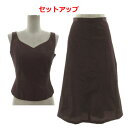【中古】ストロベリーフィールズ STRAWBERRY-FIELDS セットアップ カットソー ノースリーブ ビーズ レース スカート フレア ミディ丈 日本製 ...