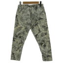 【中古】スピック&スパン Spick&Span パンツ スリム クロップド丈 ウエストゴム ストレッチ コットン混 リーフ柄 アイボリー グレー ホワイト 白 36 レディース 【ベクトル 古着】 240911(4)