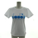 【中古】ディアドラ DIADORA W ロゴトップ DTP9526 Tシャツ ロゴプリント 半袖 ホワイト 白 ブルー 青 L レディース 【ベクトル 古着】 ...