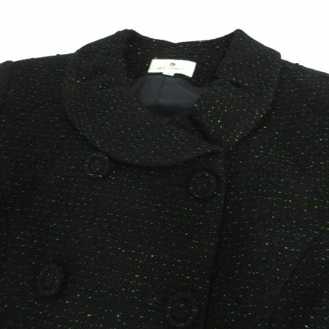 【中古】エムズグレイシー M'S GRACY スーツ フォーマル ツイード 起毛 ジャケット 丸襟 ダブル スカート ミディ丈 日本製 ウール混 ブラック 黒 レインボーラメ 9 レディース 【ベクトル 古着】 240919