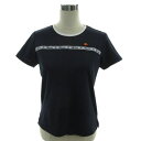 【中古】エレッセ ellesse テニス 半袖Tシャツ プラクティスTシャツ EW17322 ロゴワッペン 半袖 ネイビー 紺 ホワイト 白 L レディース 【...