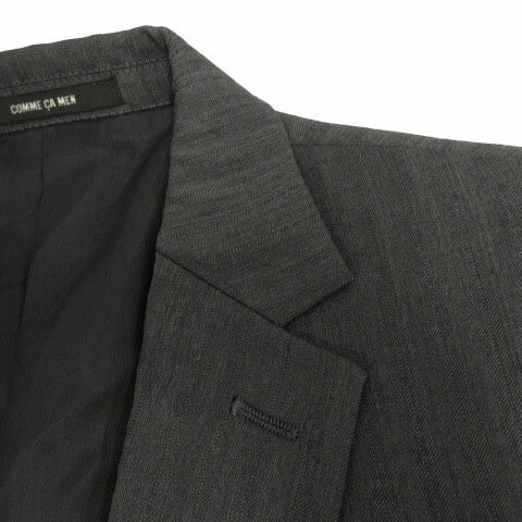 【中古】コムサメン COMME CA MEN スーツ ジャケット テーラードカラー シングル 2B パンツ 裾ダブル シャドーストライプ グレー 46 メンズ 【ベクトル 古着】 241003