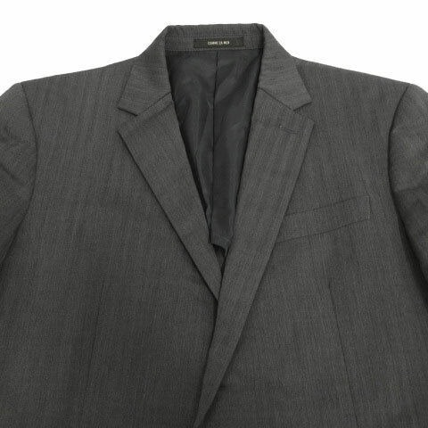 【中古】コムサメン COMME CA MEN スーツ ジャケット テーラードカラー シングル 2B パンツ 裾ダブル シャドーストライプ グレー 46 メンズ 【ベクトル 古着】 241003