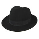 【中古】ザラ ZARA ハット 中折れハット 帽子 フェルト生地 ウール ブラック 黒 M メンズ 【ベクトル 古着】 240926(4)