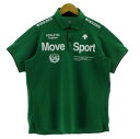 【中古】デサント DESCENTE Move Sport タフポロライト ポロシャツ DMMNJA78 ロゴプリント 半袖 グリーン 緑 ホワイト 白 L メン...