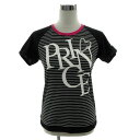 【中古】プリンス Prince Tシャツ ロゴプリント ラメプリント 半袖 速乾 ボーダー 配色 ブラック 黒 ホワイト 白 ピンク L レディース 【ベクトル...