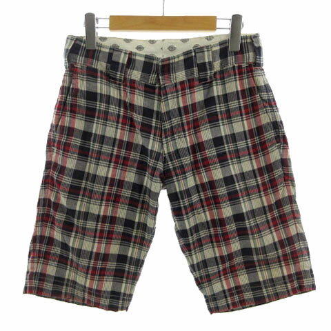 樂天商城 - 【中古】ディッキーズ Dickies マドラスチェックハーフパンツ UM891C2 コットン ネイビー 紺 レッド 赤 アイボリー グリーン 緑 30 メンズ 【ベクトル 古着】 260405