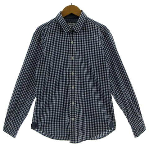 【中古】デッサン Dessin シャツ 長袖 コットン ギンガムチェック ネイビー 紺 ホワイト 白 2 メンズ 【ベクトル 古着】 250121