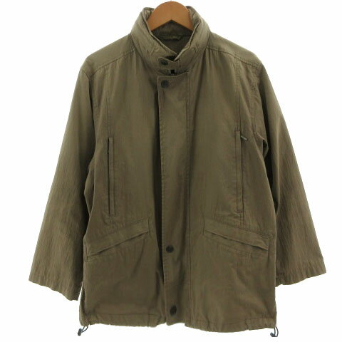 【中古】ザ スコッチ ハウス The Scotch House ジャケット スタンドカラー フード ジップアップ 裾ドローコード コットン混 カーキ系 カーキブラウン M メンズ 【ベクトル 古着】 241123