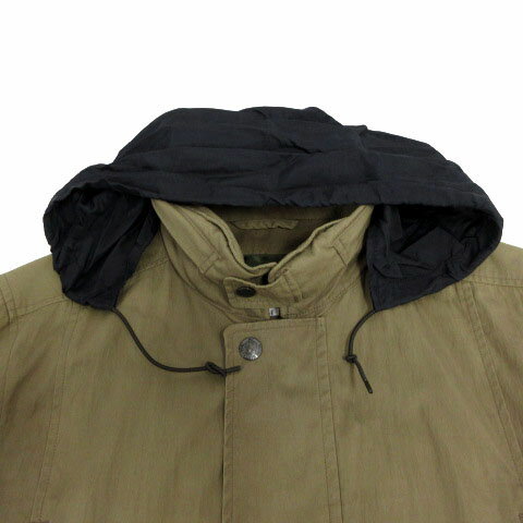 【中古】ザ スコッチ ハウス The Scotch House ジャケット スタンドカラー フード ジップアップ 裾ドローコード コットン混 カーキ系 カーキブラウン M メンズ 【ベクトル 古着】 241123