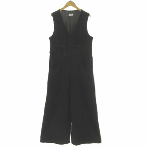 【中古】シェルター Sheltter コンビネゾン オールインワン ノースリーブ ワイドパンツ ブラック 黒 F レディース 【ベクトル 古着】 250207