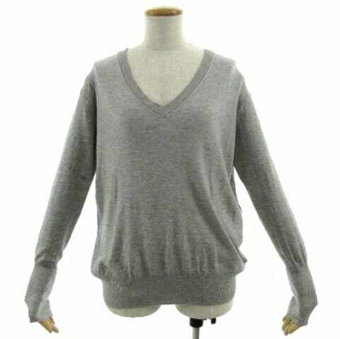 V-Neck - 【中古】ルシェルブルー LE CIEL BLEU ニット セーター Vネック ハイゲージ 長袖 シルク85％ グレー 36 レディース 【ベクトル 古着】 250107