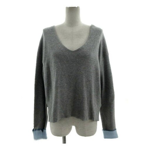 【中古】ナノユニバース nano universe エックスローブ EX' ROBE コットンブレンドニット Vネック 長袖 裾スリット テールカット グレー 水色 F レディース 【ベクトル 古着】 250706 auc-vector-20376704 ブランド古着の買取販売ベクトル サンプル画像2