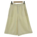 【中古】ノーリーズ Nolley's パンツ ワイドパンツ タック クロップド丈 ガウチョ ウエストゴム 日本製 起毛 ウール混 アイボリー 38 レディース 【ベクトル 古着】 250404