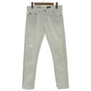 【中古】エージー AG AG52 ジーンズ THE PIPER CROP デニム スリム USA製 ダメージ加工 リペア加工 ストレッチ コットン混 ホワイト 白 23 レディース 【ベクトル 古着】 250224(4)