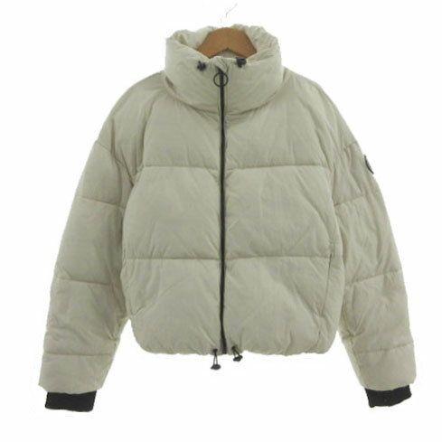 【中古】ザラ ZARA ジャケット スタンドカラー ショート丈 ワッペン ジップアップ 中綿入り サムホール アイボリー ブラック 黒 XS レディース 【ベクトル 古着】 250123