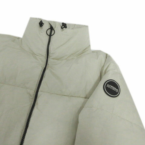 【中古】ザラ ZARA ジャケット スタンドカラー ショート丈 ワッペン ジップアップ 中綿入り サムホール アイボリー ブラック 黒 XS レディース 【ベクトル 古着】 250123