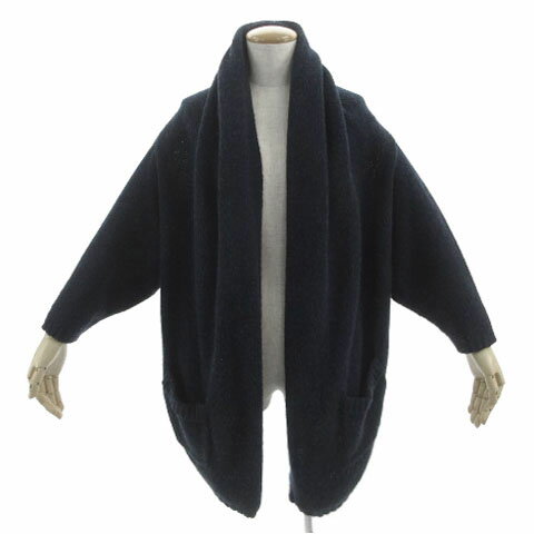 【中古】マカフィー MACPHEE トゥモローランド ガウンカーディガン トッパーカーディガン ニット 長袖 羽織り 厚手 ウール ミックス糸 ネイビー 紺 ブルー 青 レッド 赤 1 レディース 【ベクトル 古着】 250127