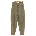 【中古】6 ROKU BEAUTY&YOUTH B&Y ロク ビューティーアンドユース FRONT BUTTON PANTS パンツ 8614-202-0080 テーパード ハイウエスト バックシンチベルト 日本製 ウール ブラウン系 ベージュブラウン 34 レディース 【ベクトル 古着】 250210(4)