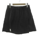 【中古】ネームレスエイジ Namelessage ストレッチミドルスカートパンツ アウトドア キュロット ハイキング パンツ スカート ウエストゴム ブラック ...