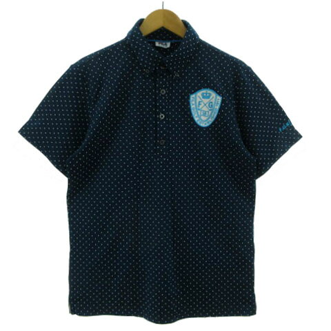 FILA Golf - 【中古】フィラゴルフ FILA GOLF ポロシャツ ボタンダウン ロゴワッペン 半袖 ドット ネイビー系 紺系 ホワイト 白 L メンズ 【ベクトル 古着】 250216