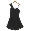 【中古】ジルスチュアート JILL STUART DRESS ワンピース フォーマル ワンショルダー コサージュ ビジュー リボン ひざ丈 総レース ブラック ...