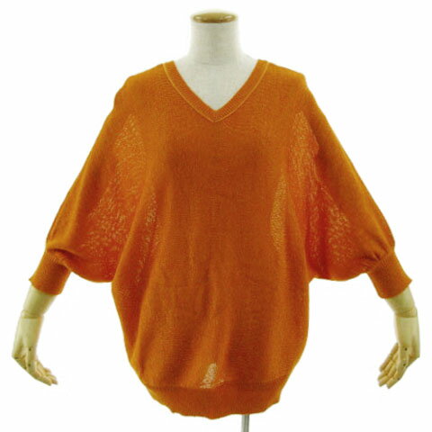 V-Neck - 【中古】アイシービー iCB ニット Vネック 五分袖 ドルマンスリーブ調 オレンジ L レディース 【ベクトル 古着】 250416