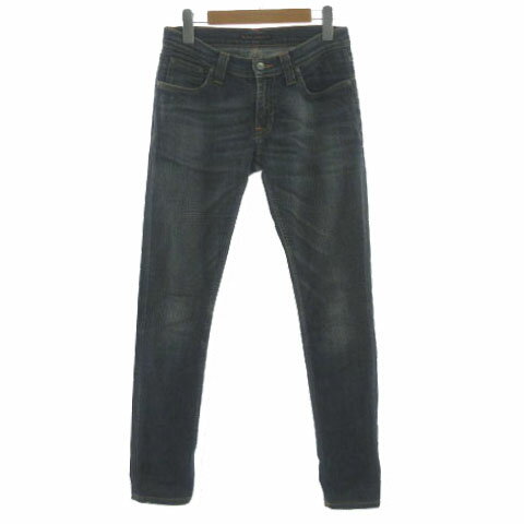 【中古】ヌーディージーンズ nudie jeans ジーンズ デニム スキニー ユーズド加工 ストレッチ コットン混 インディゴ ブルー 青 27 メンズ 【ベクトル 古着】 250410