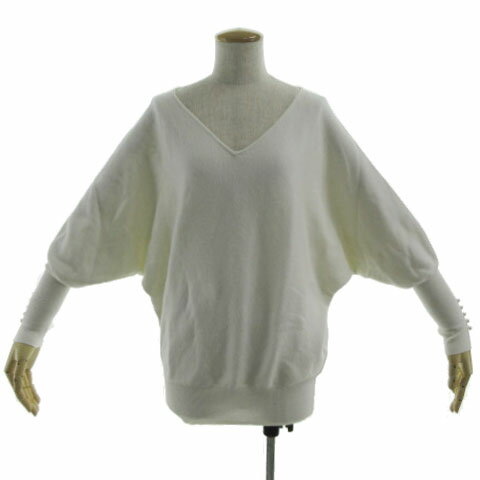V-Neck - 【中古】コラージュ ガリャルダガランテ COLLAGE GALLARDAGALANTE 袖パールシルクブレンドドルマンニット CLZ1012505A0005 Vネック 長袖 コットン混 オフ白 F レディース 【ベクトル 古着】 250901