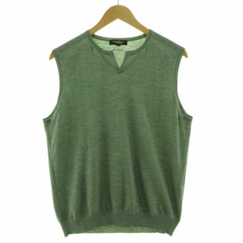 【中古】ポールスチュアート PAUL STUART キーネックニットベスト 4NT82-359-73 イタリア製生地 ハイゲ..