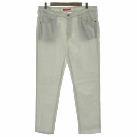 【中古】エドウィン EDWIN ジーンズ デニム テーパード ストレッチ コットン混 ホワイト 白 38 大きいサイズ レディース 【ベクトル 古着】 250611