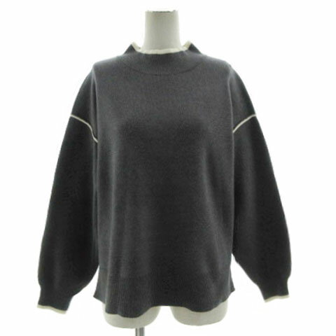 【中古】グローバルワーク GLOBAL WORK メルティパイピングプルオーバー GW623505AD ニット 長袖 配色 グレー オフ白 M レディース 【ベクトル 古着】 251215
