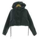 【中古】プライドインターナショナルデザイン PRIDE ジャケット フーディー クロップド丈 ダブルジップ シャイニー グリーン系 深緑系 38 レディース 【ベクトル 古着】 250627