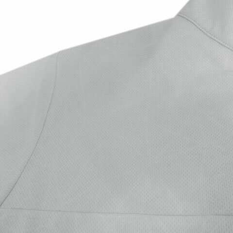 【中古】アダバット adabat シャツ ハイネック ハーフジップ 半袖 ロゴプリント ロゴ刺繍 速乾 配色 ホワイト 白 ネイビー 紺 50 メンズ 【ベクトル 古着】 250710