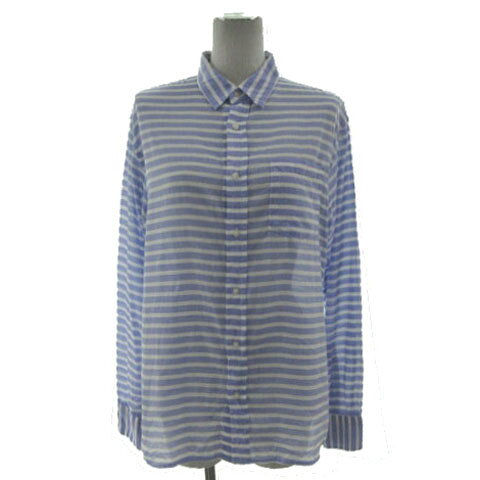 Long-Sleeved - 【中古】バンヤードストーム BARNYARDSTORM ボーダーコットンシャツ BB617602NN 胸ポケ 長袖 薄手 透け感 ブルー系 青系 ホワイト白 1 レディース 【ベクトル 古着】 250727