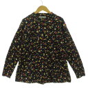 【中古】ソニアリキエル SONIA RYKIEL ルームウエア カットソー ハイネック ロゴ刺繍 長袖 オーバーサイズシルエット 日本製 小花柄 コットン ブラ...