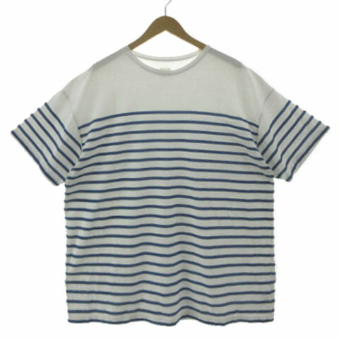 【中古】アングリッド UNGRID オーバーサイズカットソー 112132/54501-01 半袖 コットン混 ボーダー ホワイト 白 ブルー 青 F レディース 【ベクトル 古着】 250808