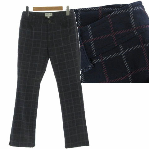 【中古】ヒールクリーク Heal Creek パンツ 002-77913 ストレッチ チェック ネイビー 紺 ピンク ホワイト 白 38 レディース 【ベクトル 古着】 250927