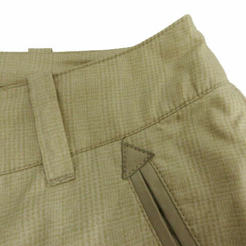 【中古】ヒールクリーク Heal Creek ナイロンパンツ リブニット切替え 002-74010 ロゴワッペン グレンチェック転写プリント ベージュ 38 レディース 【ベクトル 古着】 250927