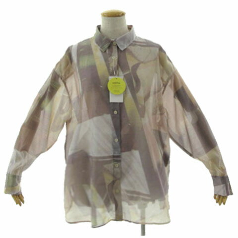 【中古】未使用品 ローリーズファーム LOWRYS FARM LONG丈 シアーシャツLS LF624001AD オーバーサイズシルエット 長袖 USEFUL マーブル パープル系 紫系 マルチカラー 2 レディース 【ベクトル 古着】 251021