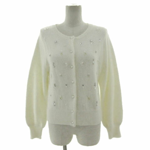 【中古】ジルスチュアート JILL STUART アイリスニット カーディガン 092-1260017 丸首 ビジュー パー..