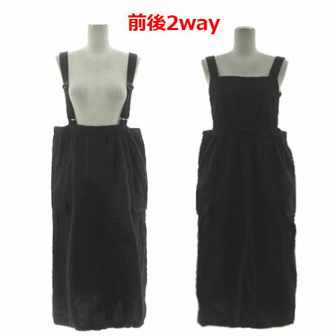 【中古】未使用品 レプシィム ローリーズファーム LEPSIM LOWRYS FARM 【産前・産後対応】マタニティ／2WAYサス付きカーゴスカート LP170611RM マタニティワンピース ミモレ丈 ウエストゴム コットン ブラック 黒 F レディース 【ベクトル 古着】 260311