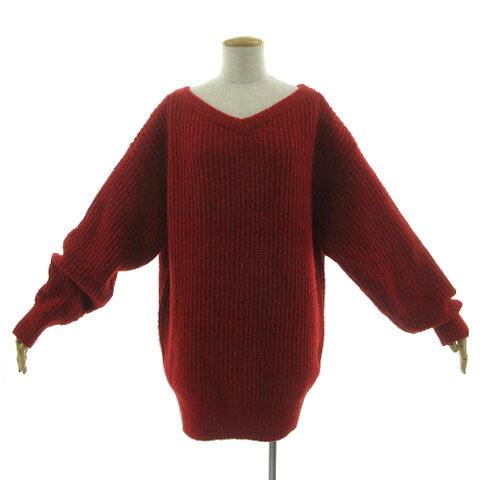 【中古】ミラオーウェン Mila Owen ボリュームロングスリーブニット 09WNT184178 オーバーサイズシルエット 長袖 厚手 ウール混 ミックス糸 レッド系 赤系 ブラック 黒 0 レディース 【ベクトル 古着】 260907 auc-vector-21237615 ブランド古着の買取販売ベクトル サンプル画像2