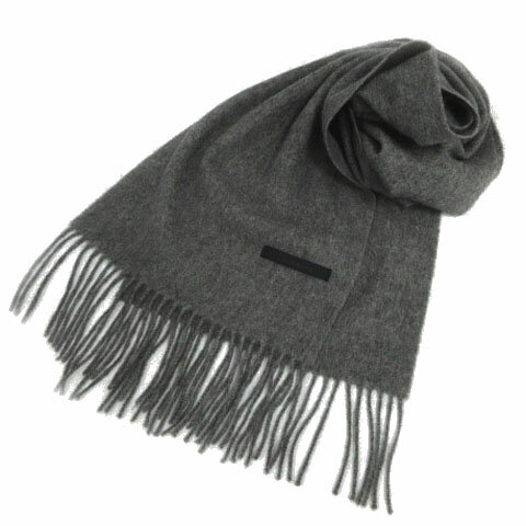 【中古】カシミヤ Cashmere マフラー フリンジ シンプル 無地 起毛 グレー メンズ レディース 【ベクトル 古着】 260303
